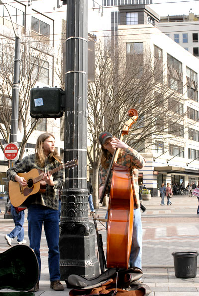 Sons of Sound playing at Westlake Center, Seattle, WA
